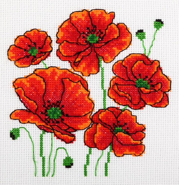 Poppies Cross Stitch Kit, VDV TM-0220