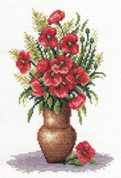 Poppy Bunch Cross Stitch Kit, Panna C-0151