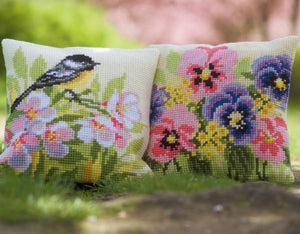 Bird and Blossom CROSS Stitch Tapestry Kits, Vervaco -PAIR