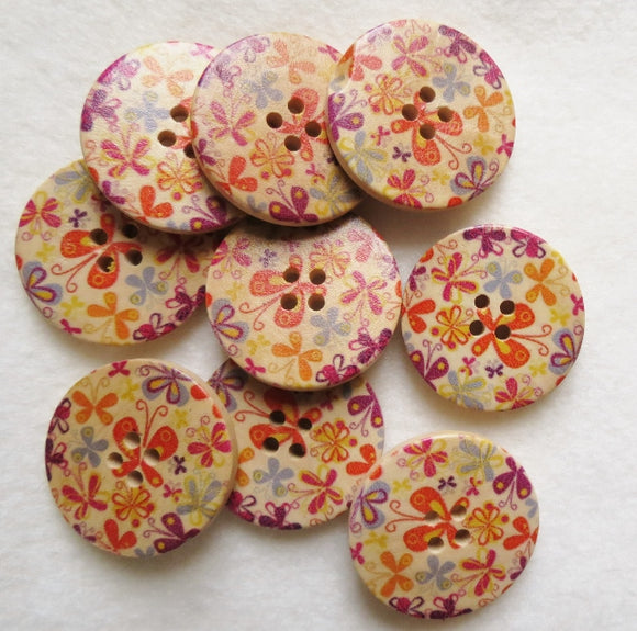 Wooden Button Embellishment - Butterflies Galore 30mm