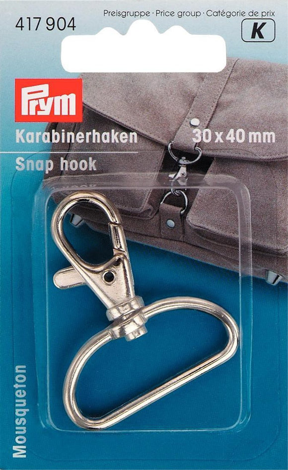 Prym Snap Hooks, Snap Hook Fastening -Silver 30/40mm -417904