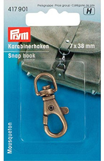 Prym Snap Hooks, Hook Fastening -Antique Brass 7/38mm -417901