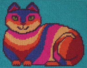 Beginners Tapestry Kit Needlepoint Kit, Rainbow Cat, Sew Inspiring