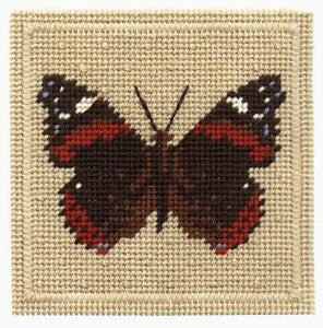 Red Admiral Butterfly Tapestry Kit, Mini Needlepoint, One Off Needlework