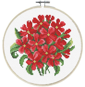 Red Bouquet PRINTED Cross Stitch Kit, Needleart World N240-064