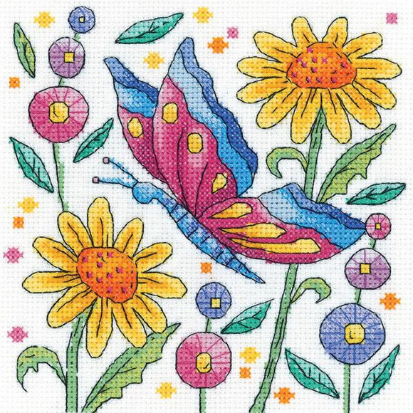 Red Butterfly Cross Stitch Kit, Heritage Crafts -Karen Carter