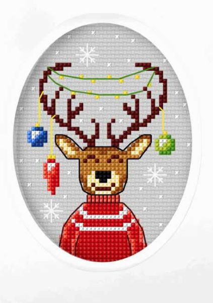 Reindeer Cross Stitch Christmas Card Kit, Orchidea ORC6285