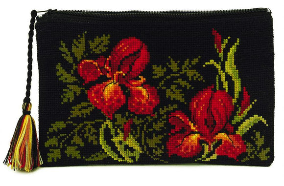 Irises Cosmetic Bag/Purse, Counted Cross Stitch Kit, Riolis R1679AC