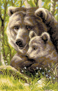 Bear with Cub Cross Stitch Kit, Riolis R1438