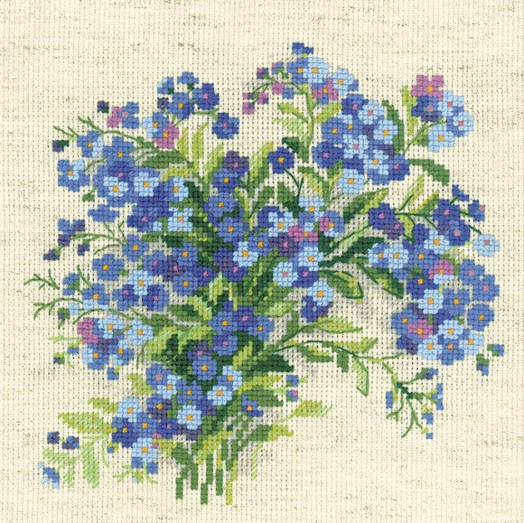 Cross Stitch Kit Forget-Me-Nots, Counted Cross Stitch Riolis R1496