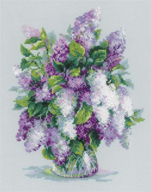 Cross Stitch Kit Gentle Lilacs, Counted Cross Stitch Riolis R1447