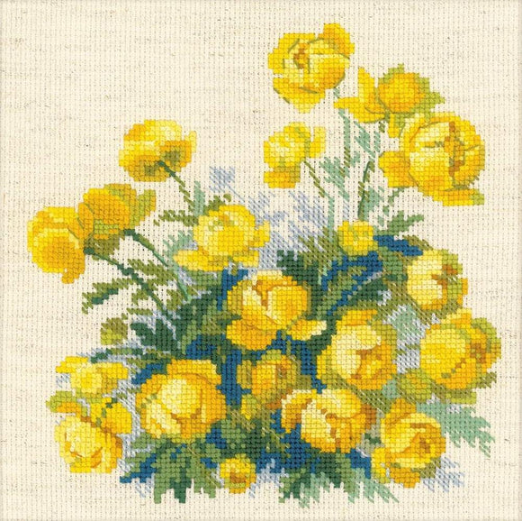 Cross Stitch Kit Globe Flowers, Counted Cross Stitch Riolis R1515