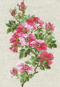 Cross Stitch Kit Dog Rose, Counted Cross Stitch Riolis R809