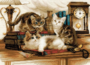 Cross Stitch Kit Furry Friends, Cat Counted Cross Stitch Kit Riolis R1247