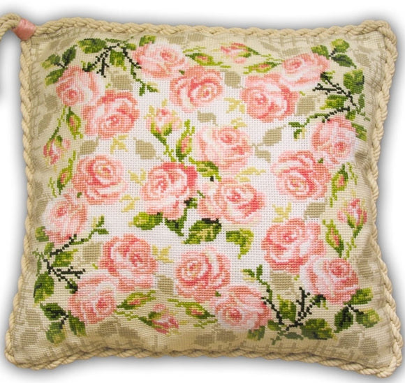 Cross Stitch Kit Roses Cushion, Counted Cross Stitch Kit Riolis R720