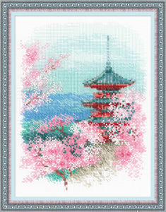 Sakura Pagoda, Riolis Oriental Counted Cross Stitch Kit R1743