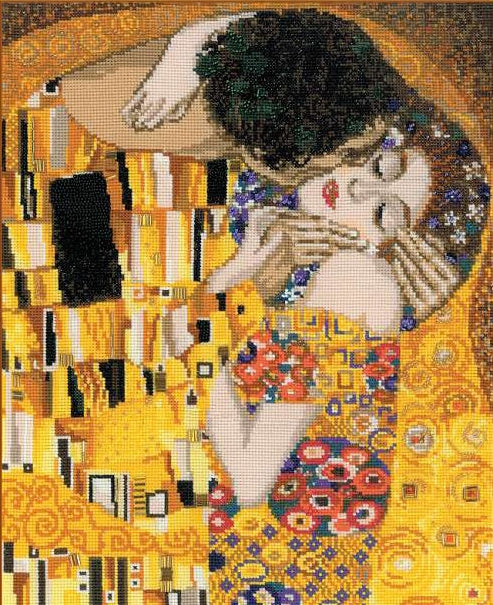 Klimt The Kiss, Gustav Klimt Cross Stitch Kit, Riolis R1170