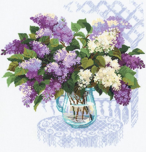 Cross Stitch Kit Lilac Bouquet, Counted Cross Stitch Riolis R900