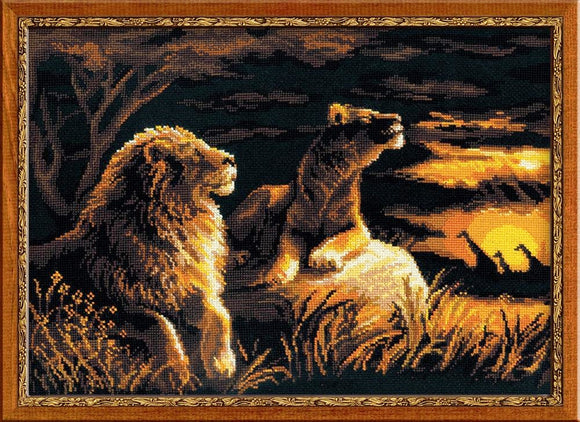 Lions in the Savannah Cross Stitch Kit, Riolis R1142