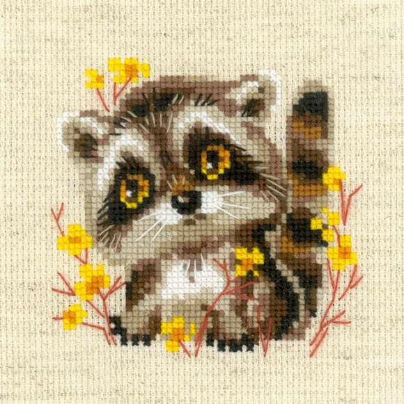 Cross Stitch Kit Little Racoon, Counted Cross Stitch Riolis R1754