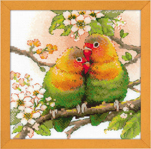 Cross Stitch Kit Lovebirds, Counted Cross Stitch Kit Riolis R1780