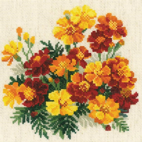 Cross Stitch Kit Marigolds, Counted Cross Stitch Riolis R1556