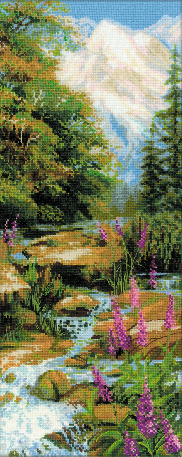 Mountain River Landscape, Counted Cross Stitch Kit R1487