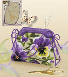 Pansies Pin Cushion/Needle Minder Cross Stitch Kit, Riolis R1039