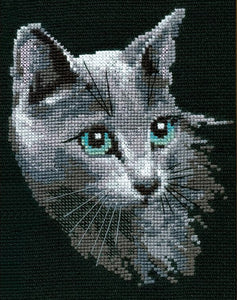 Cross Stitch Kit Russian Blue Cat, Counted Cross Stitch Kit Riolis R764