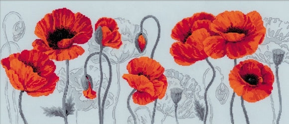 Cross Stitch Kit Scarlet Poppies, Counted Cross Stitch Riolis R100/037