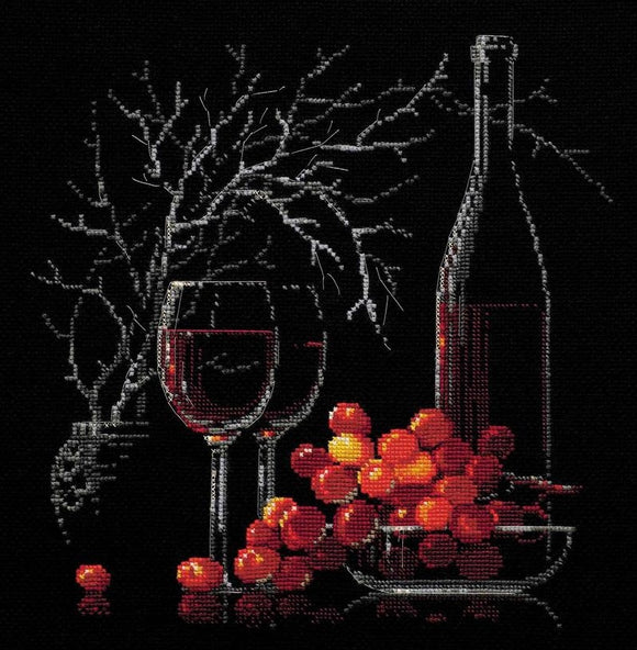 Still Life Red Wine Cross Stitch Kit, Riolis R1239