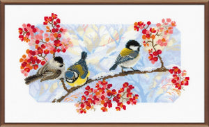 Cross Stitch Kit Winter Birds, Counted Cross Stitch Kit Riolis R1305