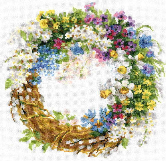 Wreath with Bird Cherry, Counted Cross Stitch Kit Riolis R1536