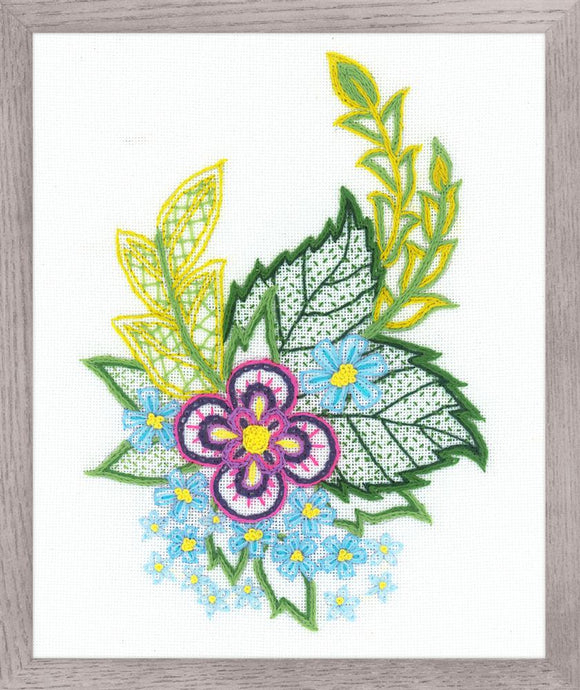 Embroidery Kit Jacobean Cornflowers Embroidery Riolis R1688