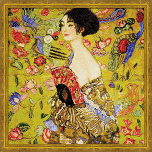 Lady With Fan, Gustav Klimt Cross Stitch Kit, Riolis R1226