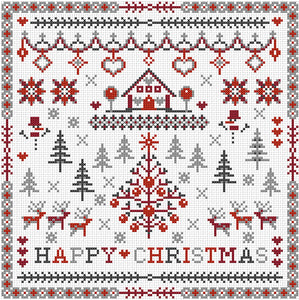 Cross Stitch Kit Happy Christmas Sampler, Counted Cross Stitch RR062