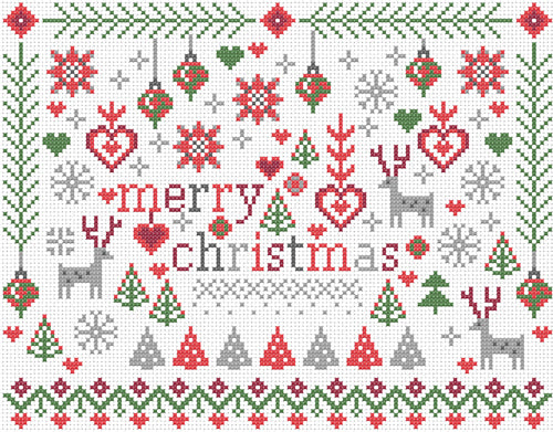Cross Stitch Kit Little Merry Christmas, Counted Cross Stitch Kit RR379