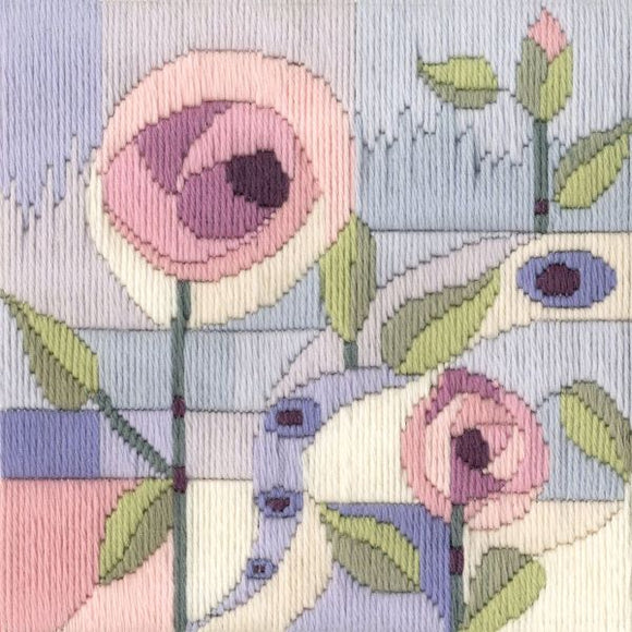 Rose Arbour Long Stitch Kit, Derwentwater Designs Mackintosh Rose LSMK1
