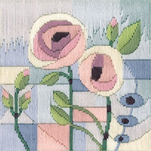 Rose Trellis Long Stitch Kit, Derwentwater Designs Mackintosh Rose LSMK2
