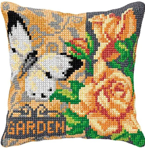 Rose and White Butterfly CROSS Stitch Tapestry Kit, Orchidea ORC9555