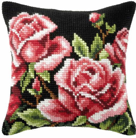 Garden Roses on Black CROSS Stitch Tapestry Kit, Orchidea ORC9117