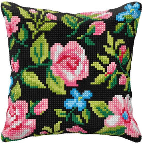 Roses on Black CROSS Stitch Tapestry Kit, Orchidea ORC99010