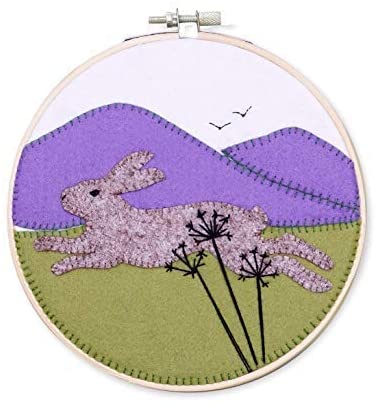 Running Hare Wool Felt Embroidery Kit, with Hoop, The Crafty Kit Company