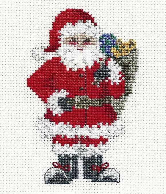 Santa's Sack Cross Stitch Christmas Card Kit, Derwentwater Designs