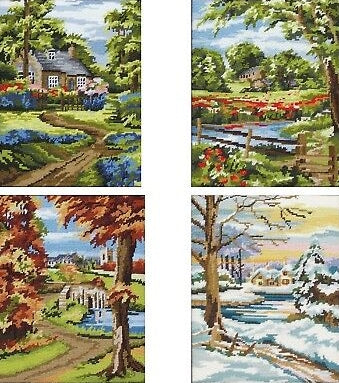 Four Seasons Landscape Tapestry Kits Needlepoint, Anchor -SET of 4