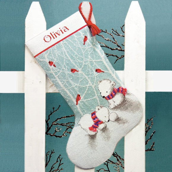 Snow Bears Christmas Stocking Cross Stitch Kit, Dimensions D70-08902