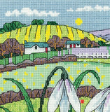 Snowdrop Landscape Cross Stitch Kit, Heritage Crafts -Karen Carter