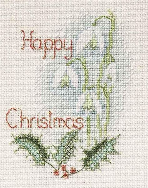 Snowdrops Cross Stitch Christmas Card Kit, Derwentwater Designs