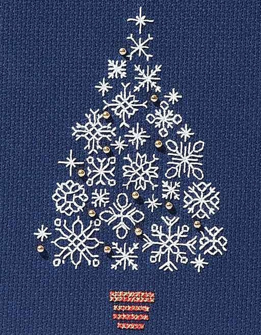 Snowflake Tree Cross Stitch Christmas Card Kit, Derwentwater Designs