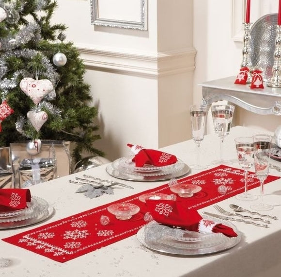 Snowflakes Tablecloth Cross Stitch Kit Runner, Vervaco PN-0012919